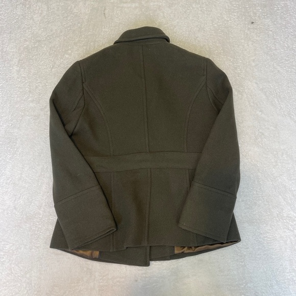 J. Crew Stadium Cloth by Nello Gori Wool Blend Green Preppy Pea Coat Women's 8P - Picture 2 of 9